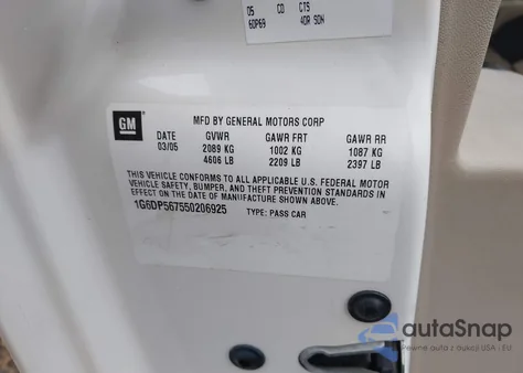 2005 Cadillac Cts Standard z USA, uszkodzony, nr VIN 1G6DP567550206925